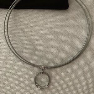 Alor double strand grey cable 16” diamond necklace